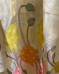 Shimmer Tissue semistitched Suit ivory colour