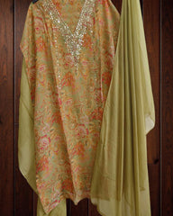Soft Organza Suit Set with Mirror Sequin Hand Work – Unstitched Grace