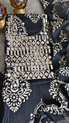 Cotton Suit Set with Real Mirror Work & Printed Kota Dupatta – Unstitched Elegance