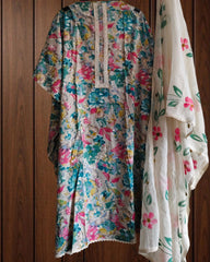 Cotton Printed Suit with Brush Paint Kota Dupatta & Neck Work (Unstitched)