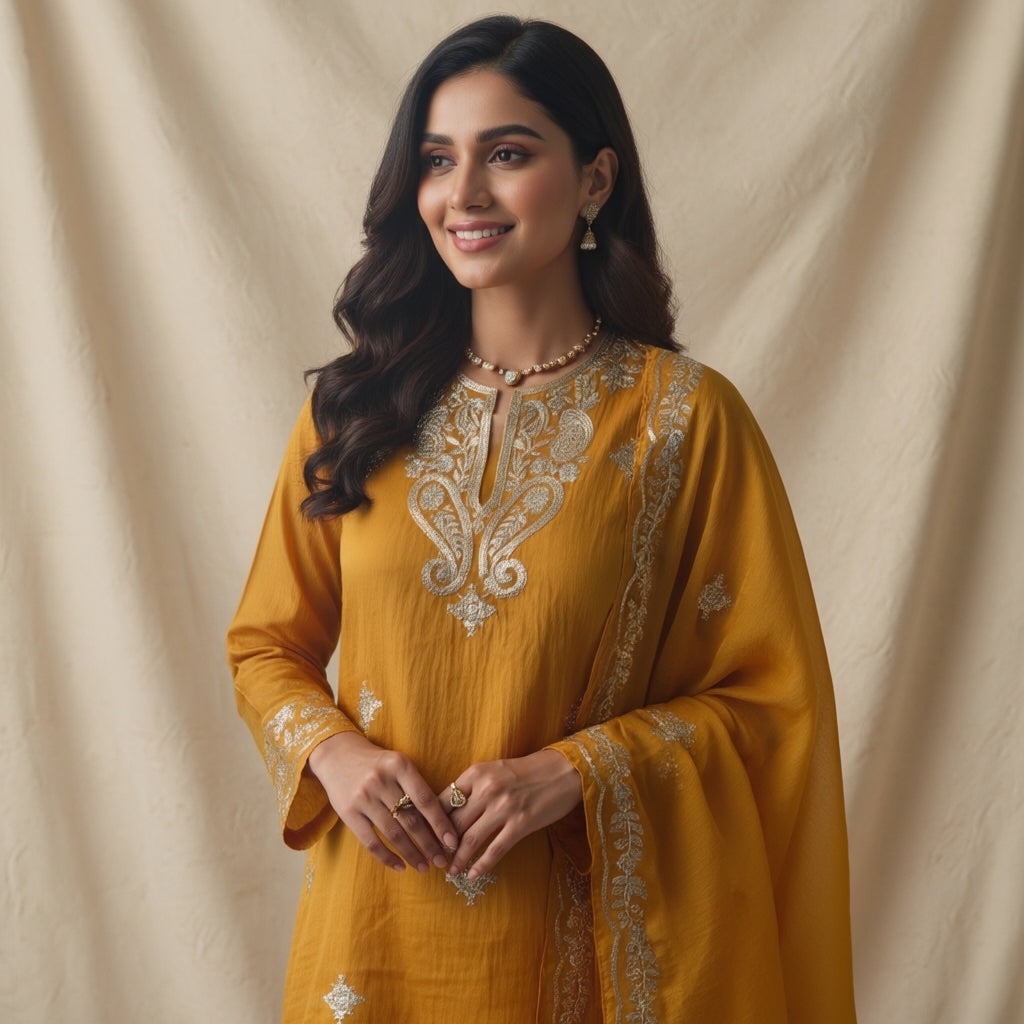 Premium Mul Chanderi Party Wear Un-Stiyched Suit with All-Over Pita Work