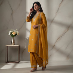 Premium Mul Chanderi Party Wear Un-Stiyched Suit with All-Over Pita Work